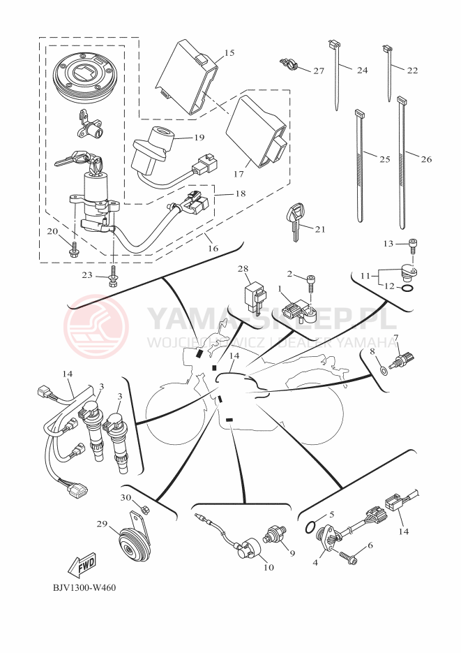 Schemat "układ elektryczny" do Yamaha XSR700