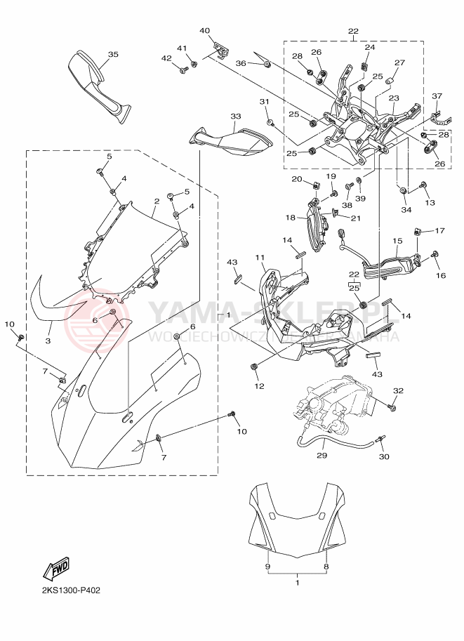 Schemat "Obudowa silnika" do Yamaha YZF-R1M