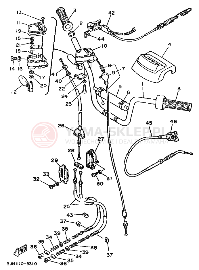 Schemat "Kierownica i osprzęt" do Yamaha PRO HAULER