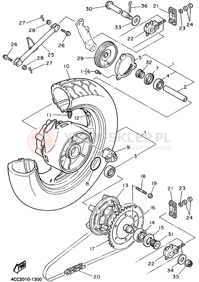 Schemat "Koło tył" do Yamaha FJ1200A
