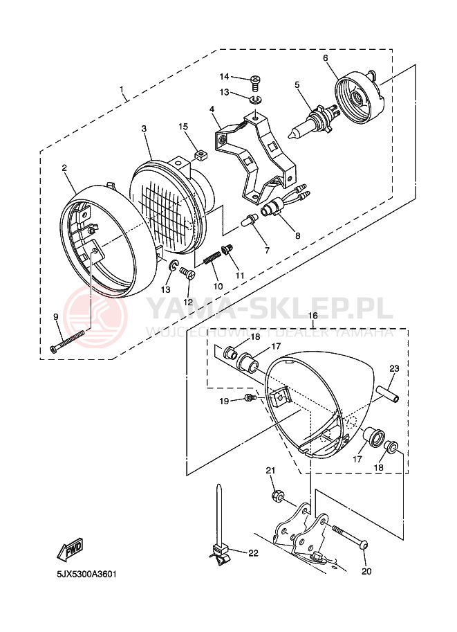 Schemat "Lampa przód" do Yamaha XVS250