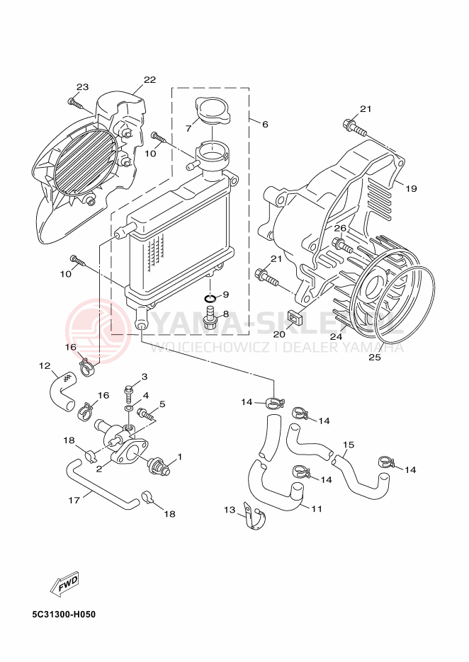 Schemat "Układ chlodzenia" do Yamaha NEOS 50 4ST