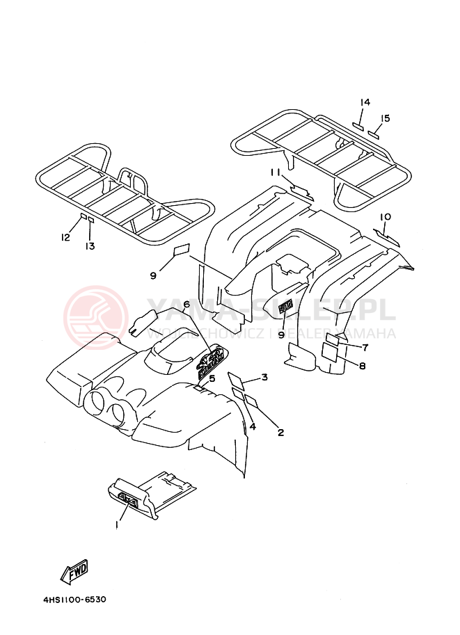 Schemat "naklejki" do Yamaha YFM400FW