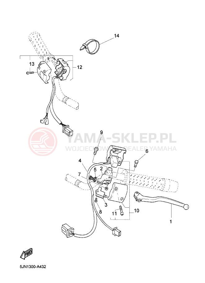 Schemat "Kierownica i osprzęt" do Yamaha BT1100