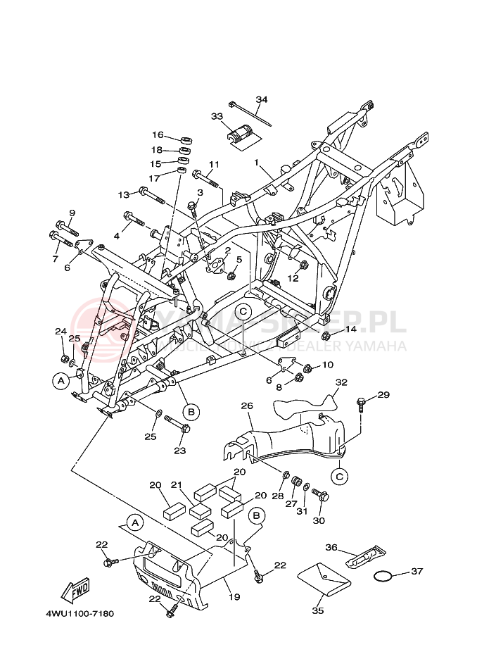 Schemat "rama" do Yamaha YFM350FWB