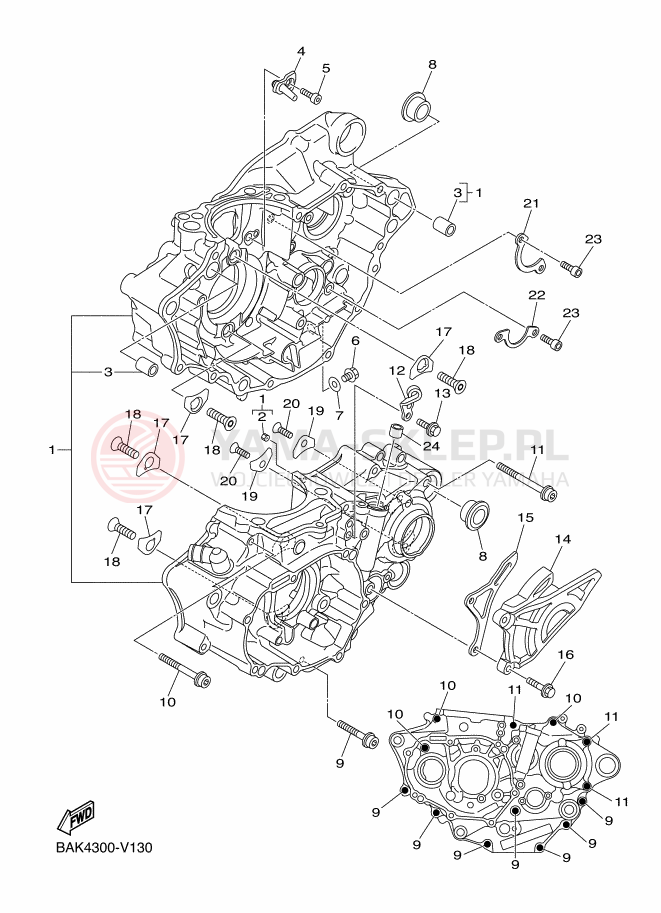 Schemat "Obudowa silnika" do Yamaha WR250F