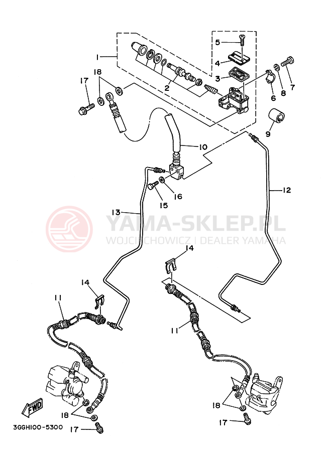 Schemat "Pompa hamulcowa przednia" do Yamaha YF350Z
