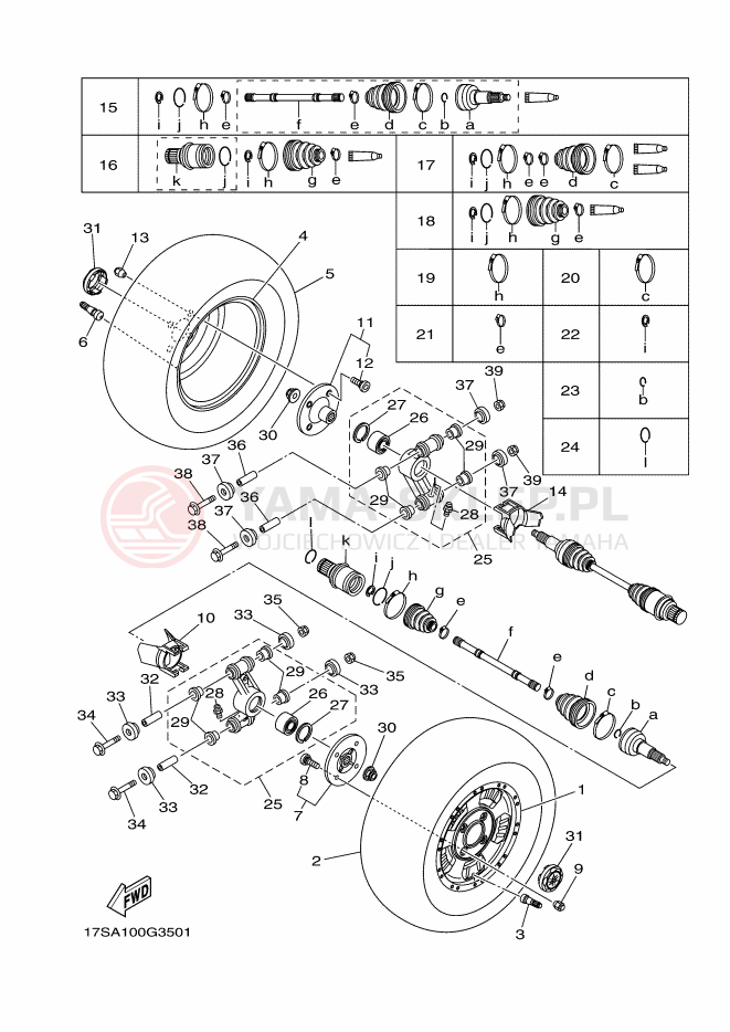 Schemat "Koło tył" do Yamaha GRIZZLY 450