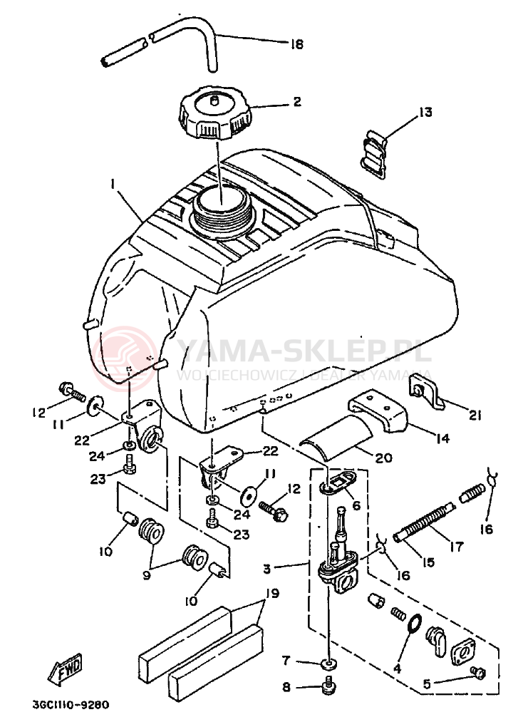 Schemat "zbiornik paliwa" do Yamaha MOTO 4 - 200 DX