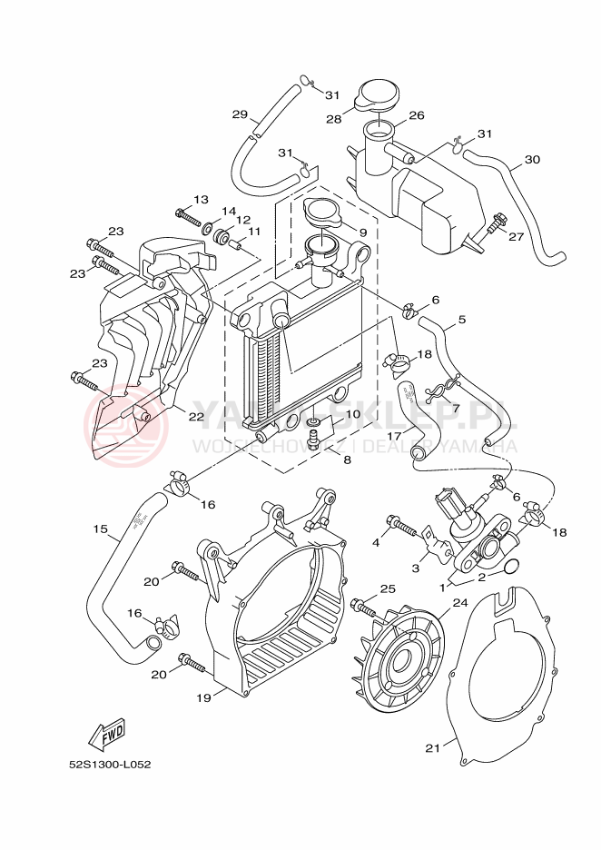 Schemat "Układ chlodzenia" do Yamaha XENTER 125