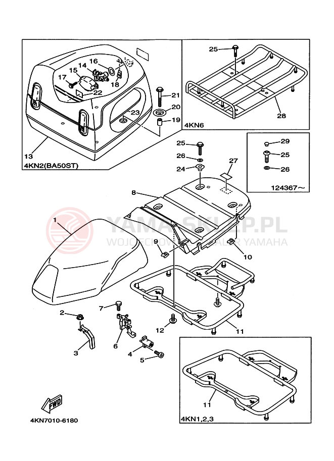 Schemat "siedzenie" do Yamaha BA50N GEAR