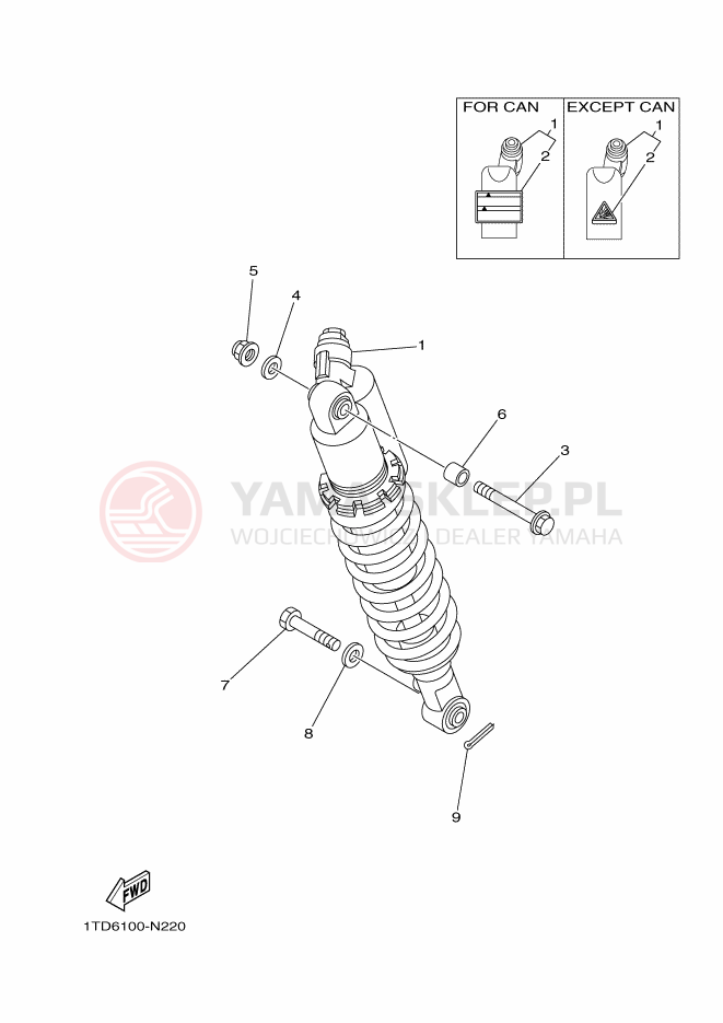Schemat "zawieszenie tył" do Yamaha YFZ450RSE
