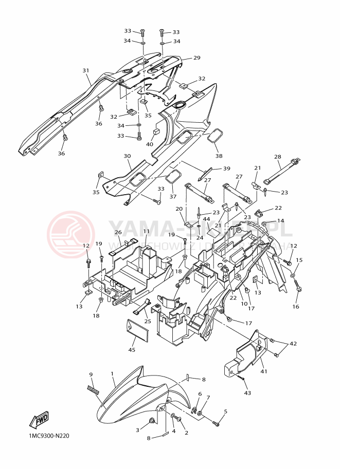 Schemat "błotnik" do Yamaha FJR1300A