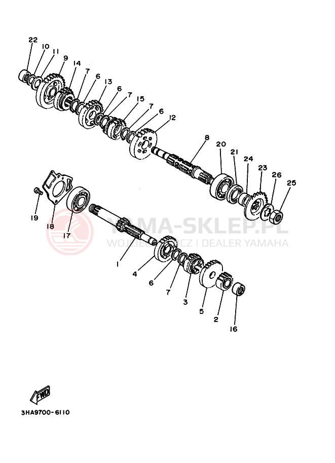 Schemat "Skrzynia biegów " do Yamaha AG100F