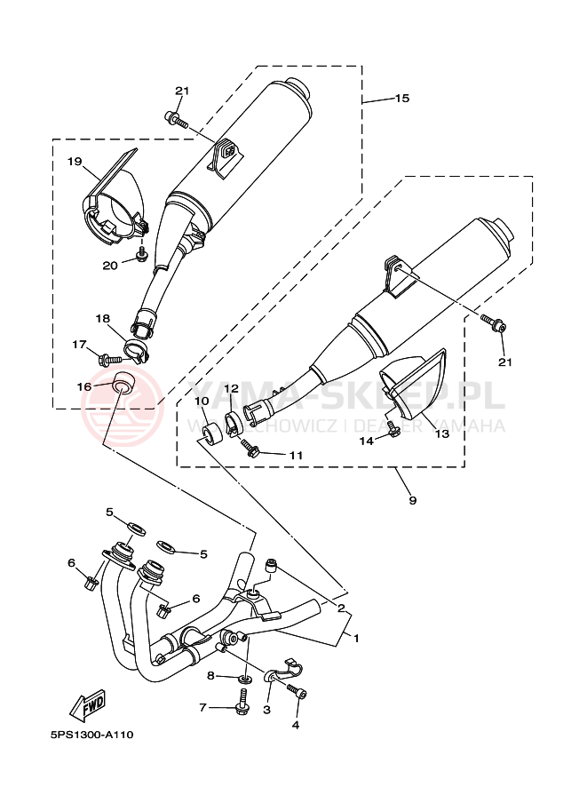 Schemat "Wydech końcowy" do Yamaha TDM900