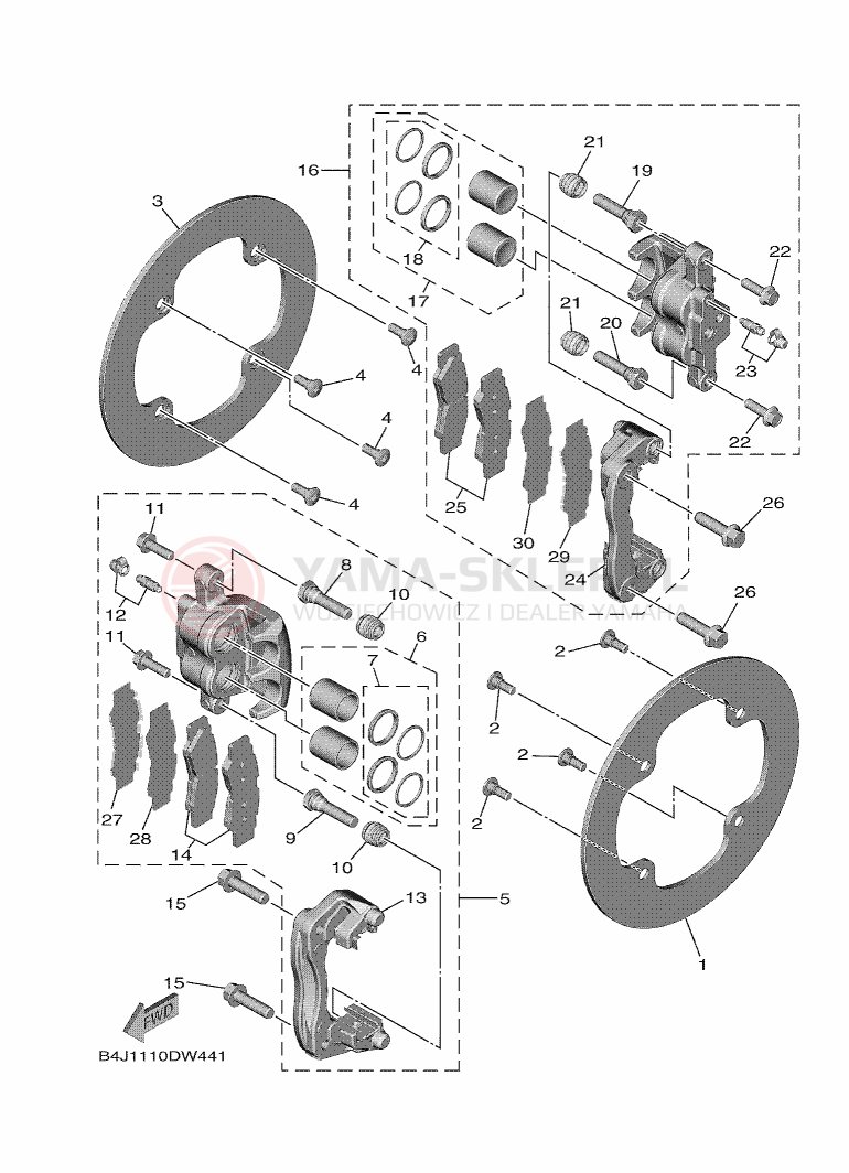 Schemat "Zacisk hamulcowy tylny" do Yamaha YXF1000EW