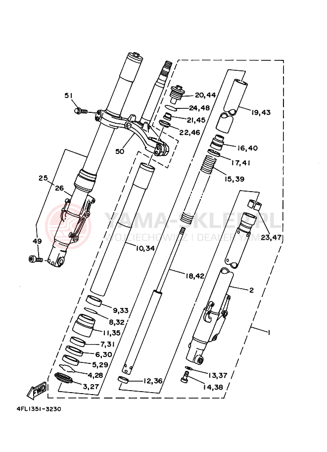 Schemat "Amortyzatory przód" do Yamaha TZR125