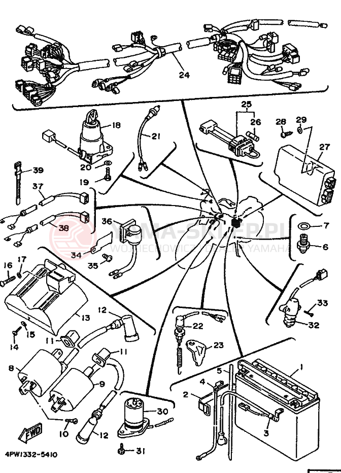 Schemat "układ elektryczny" do Yamaha XV750 VIRAGO