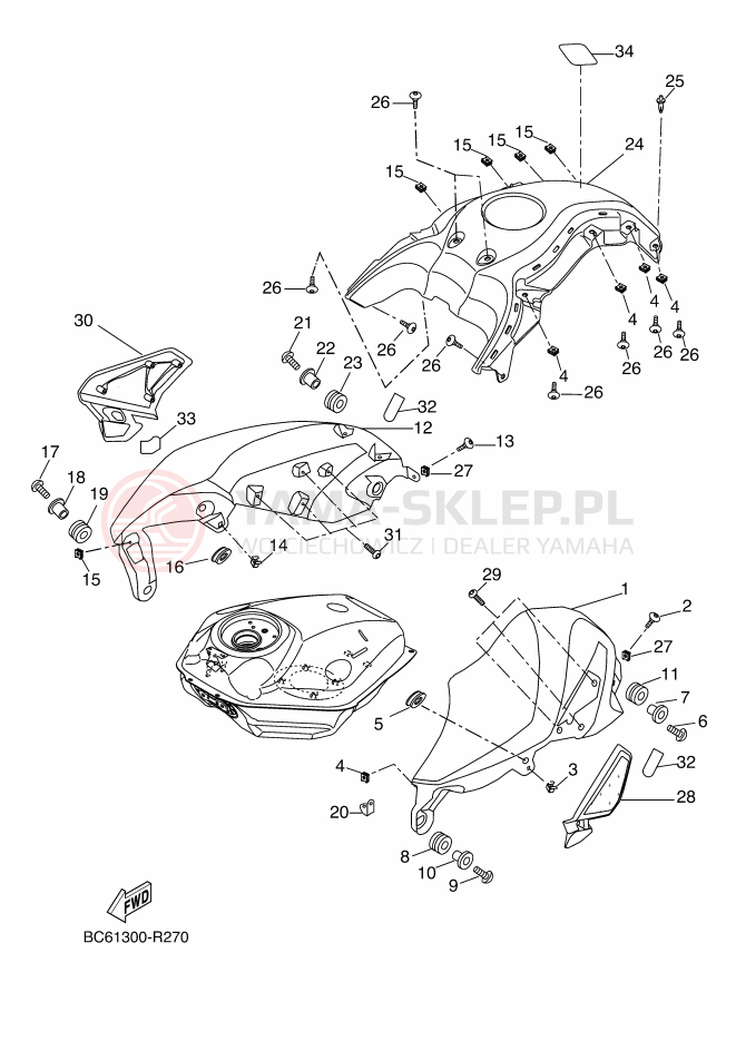 Schemat "zbiornik paliwa" do Yamaha TRACER 700