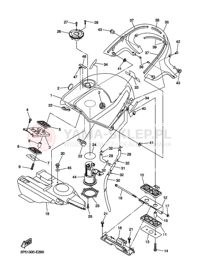 Schemat "zbiornik paliwa" do Yamaha FJR1300A