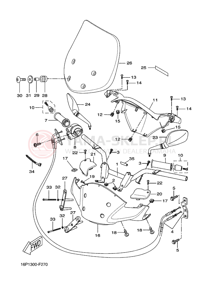Schemat "Kierownica i osprzęt" do Yamaha VP250