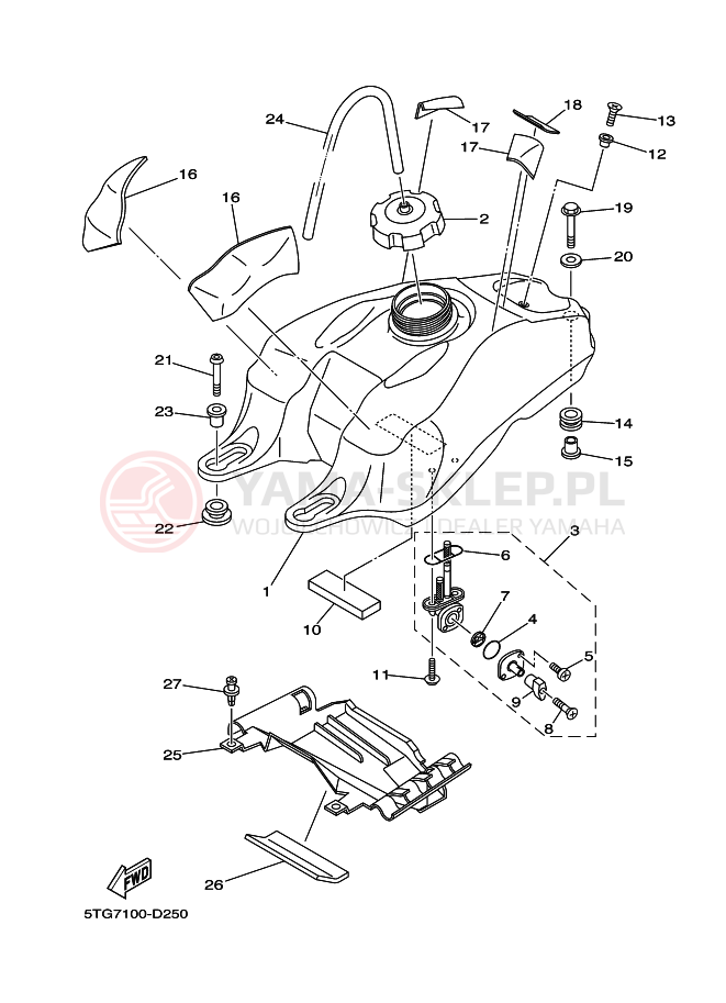 Schemat "zbiornik paliwa" do Yamaha YFZ450X