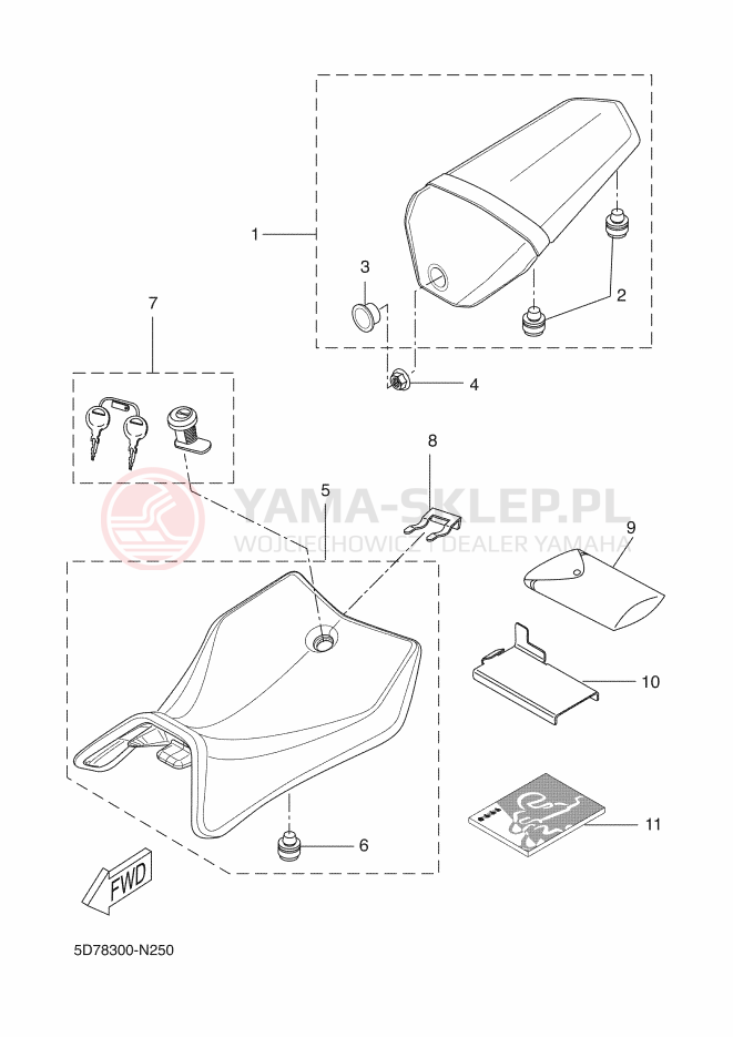 Schemat "siedzenie" do Yamaha YZF-R125