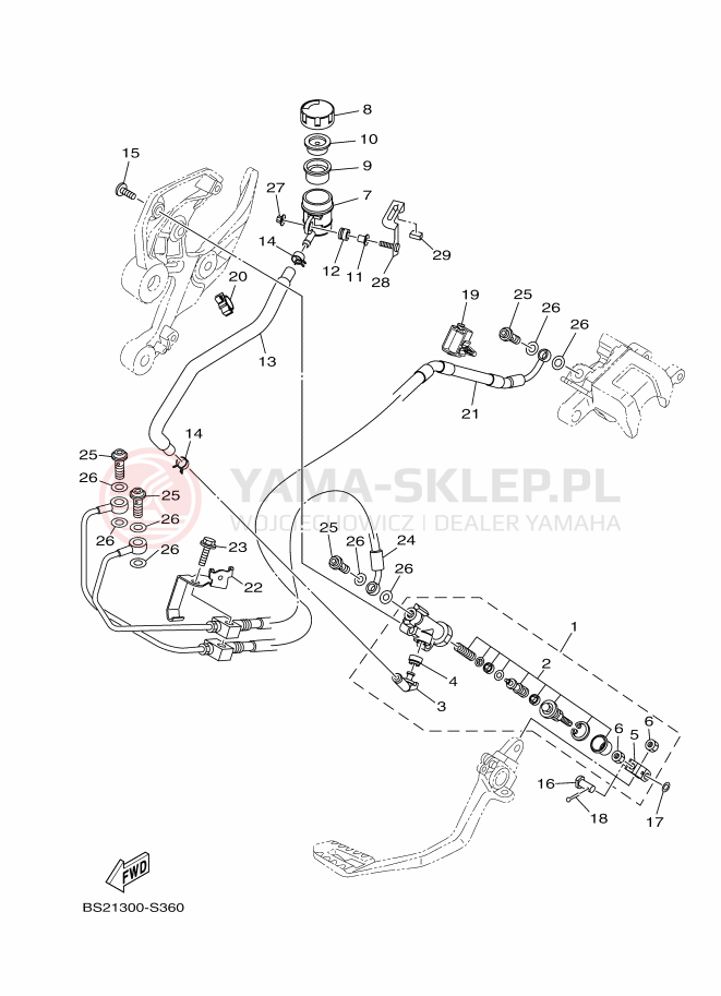 Schemat "Pompa hamulcowa tył" do Yamaha MT-09 ABS