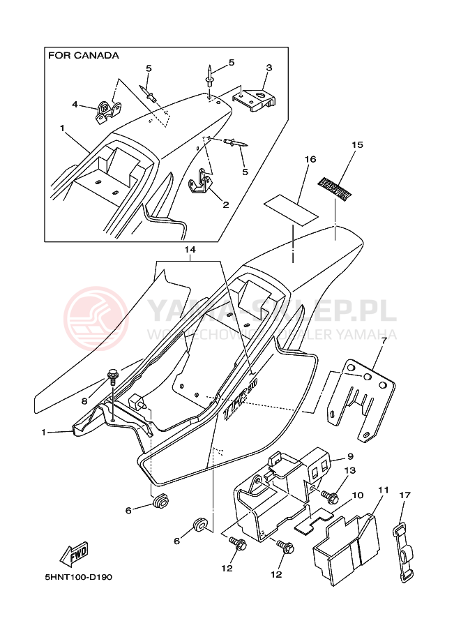 Schemat "Pokrywa boczna" do Yamaha TT-R90E