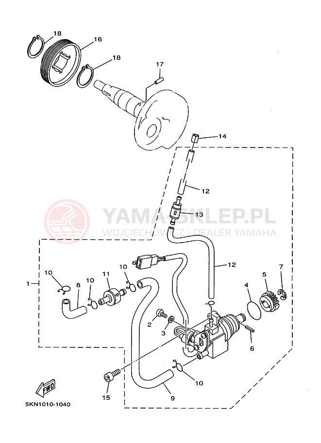 Schemat "Pompa olejowa" do Yamaha CV50R