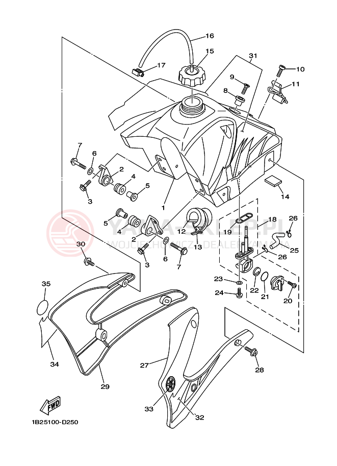 Schemat "zbiornik paliwa" do Yamaha TT-R125