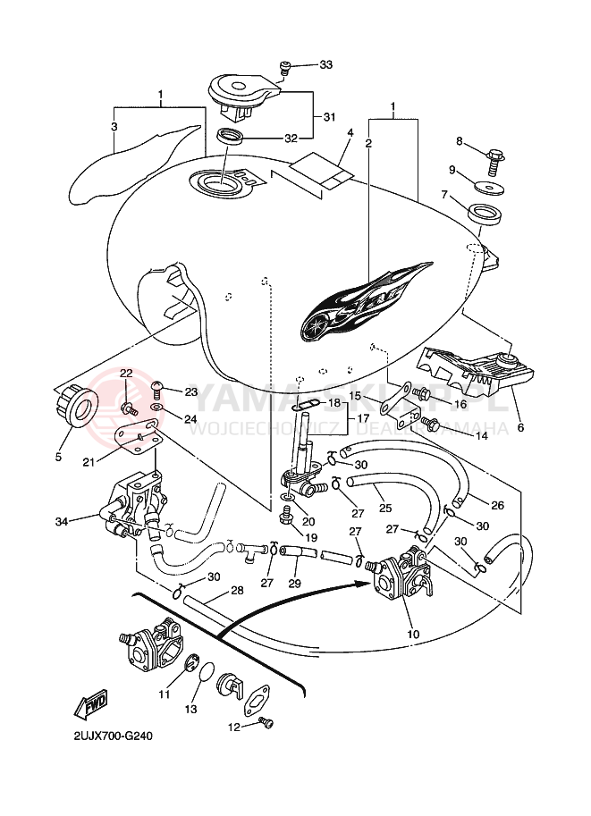 Schemat "zbiornik paliwa" do Yamaha VIRAGO