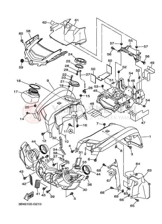 Schemat "PRZEDNI BŁOTNIK" do Yamaha GRIZZLY 700 FI
