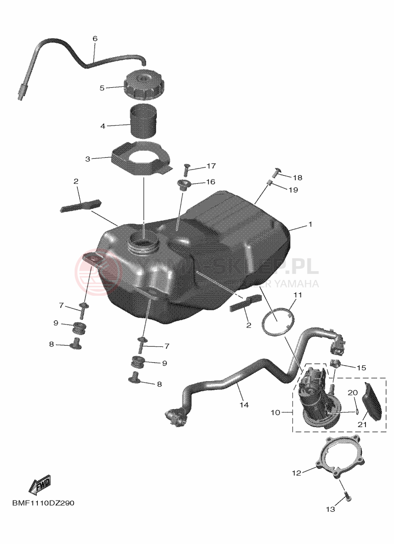 Schemat "zbiornik paliwa" do Yamaha YZ250F