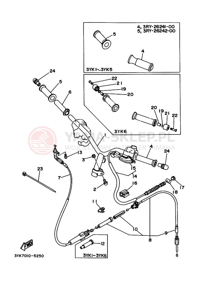 Schemat "Kierownica i osprzęt" do Yamaha YG50Z JOG Z