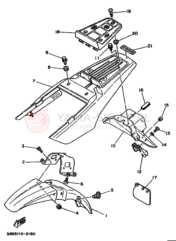 Schemat "błotnik" do Yamaha TW200E