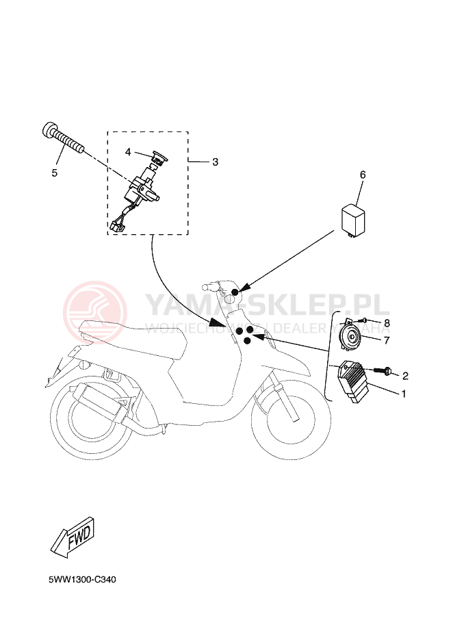 Schemat "układ elektryczny" do Yamaha BWS