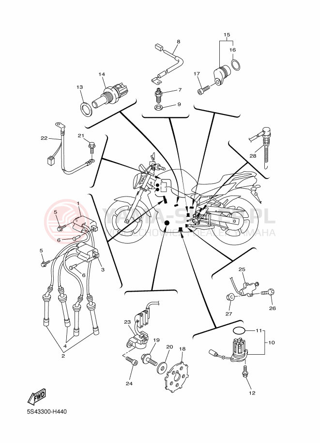 Schemat "układ elektryczny" do Yamaha FZ6