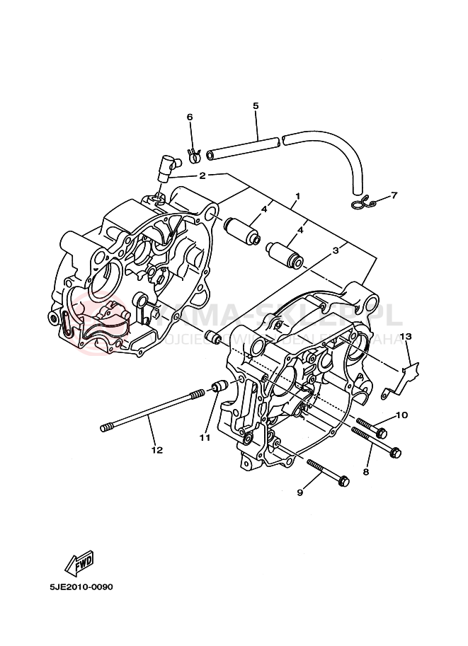 Schemat "Obudowa silnika" do Yamaha YB-1 YB1-4