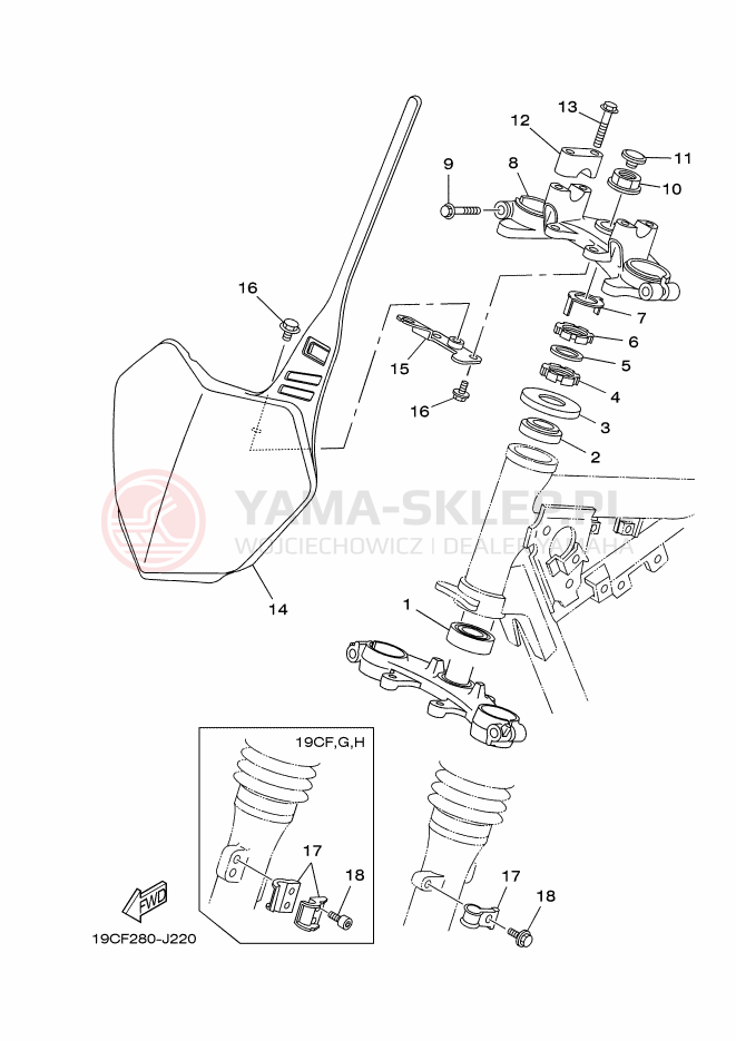 Schemat "Półki zawieszenia" do Yamaha TT-R125LWE