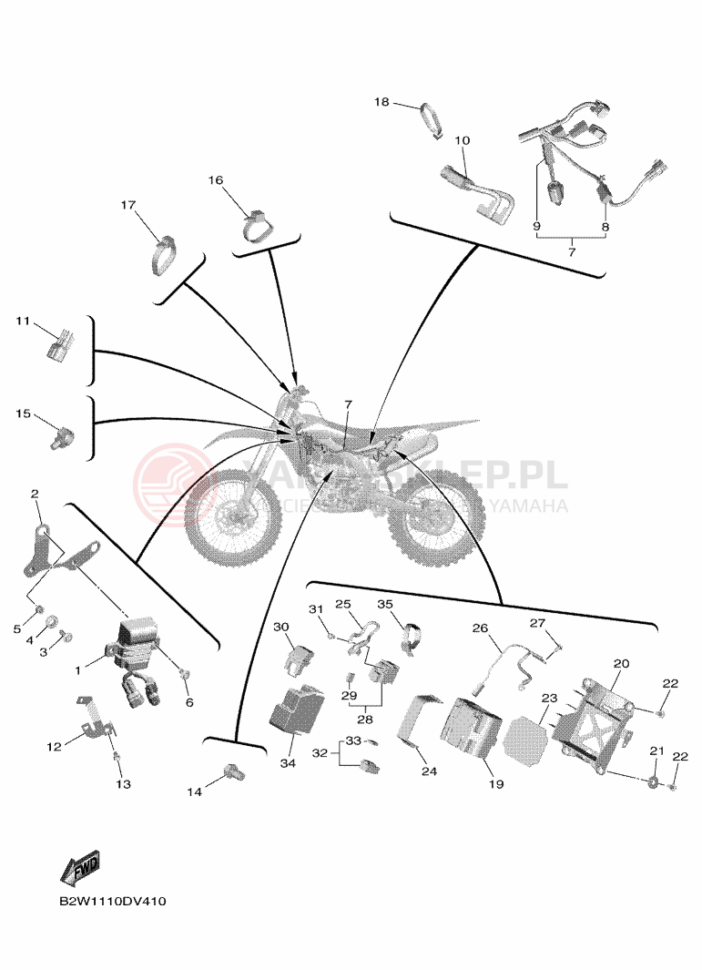 Schemat "układ elektryczny" do Yamaha YZ450F