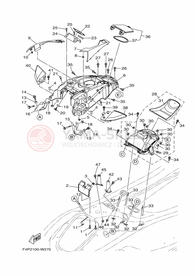 Schemat "ENGINE HATCH" do Yamaha GP1800D-W