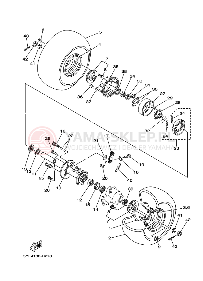 Schemat "Koło tył" do Yamaha YFM50
