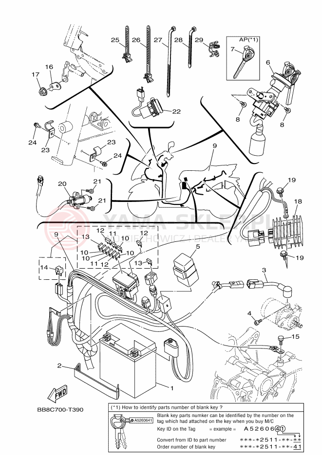 Schemat "układ elektryczny" do Yamaha TRICITY 125