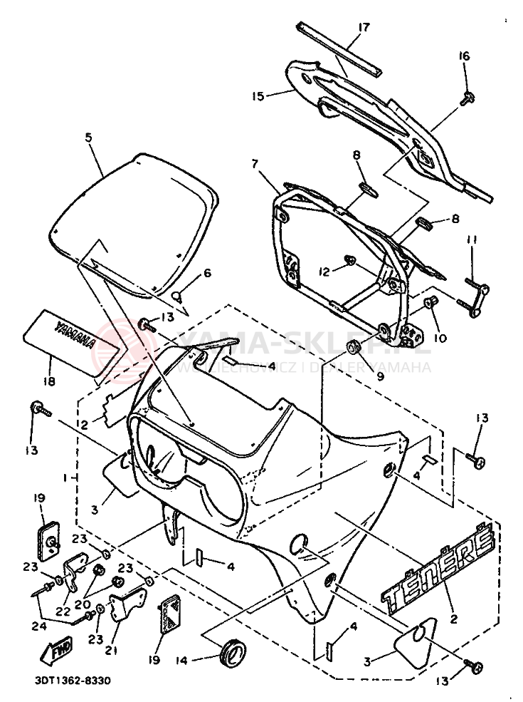 Schemat "elementy nadwozia" do Yamaha XT500Z