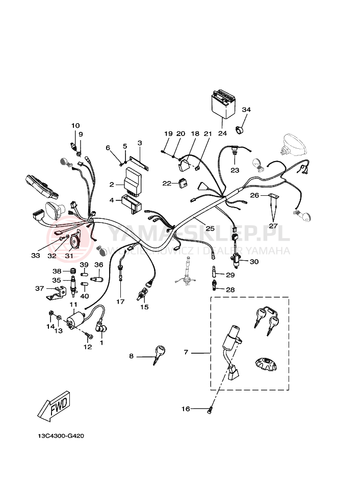 Schemat "układ elektryczny" do Yamaha DT50RSM