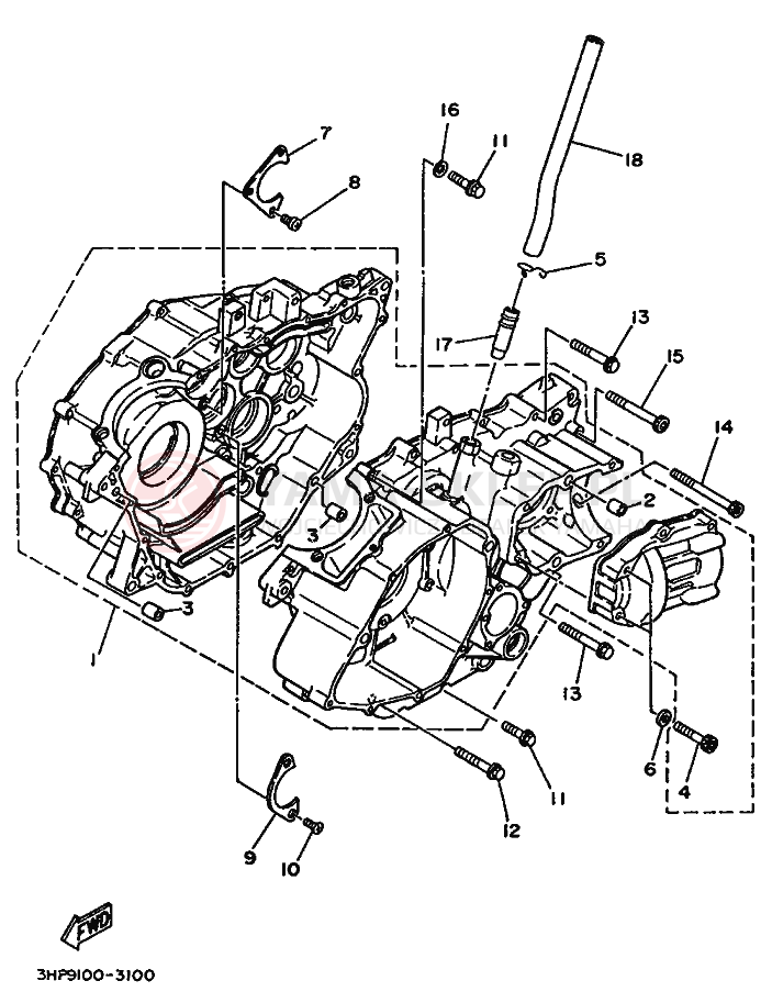 Schemat "Obudowa silnika" do Yamaha YFM350FW
