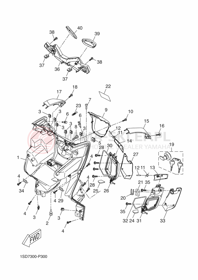Schemat "Nadwozie przód" do Yamaha X-MAX 400 ABS