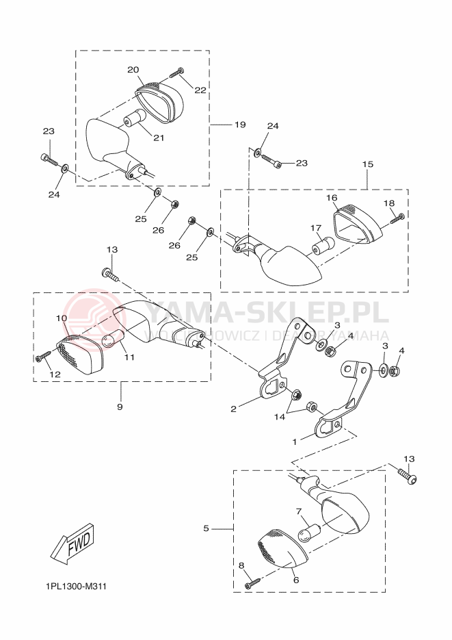 Schemat "kierunkowskazy" do Yamaha AEROX NAKED
