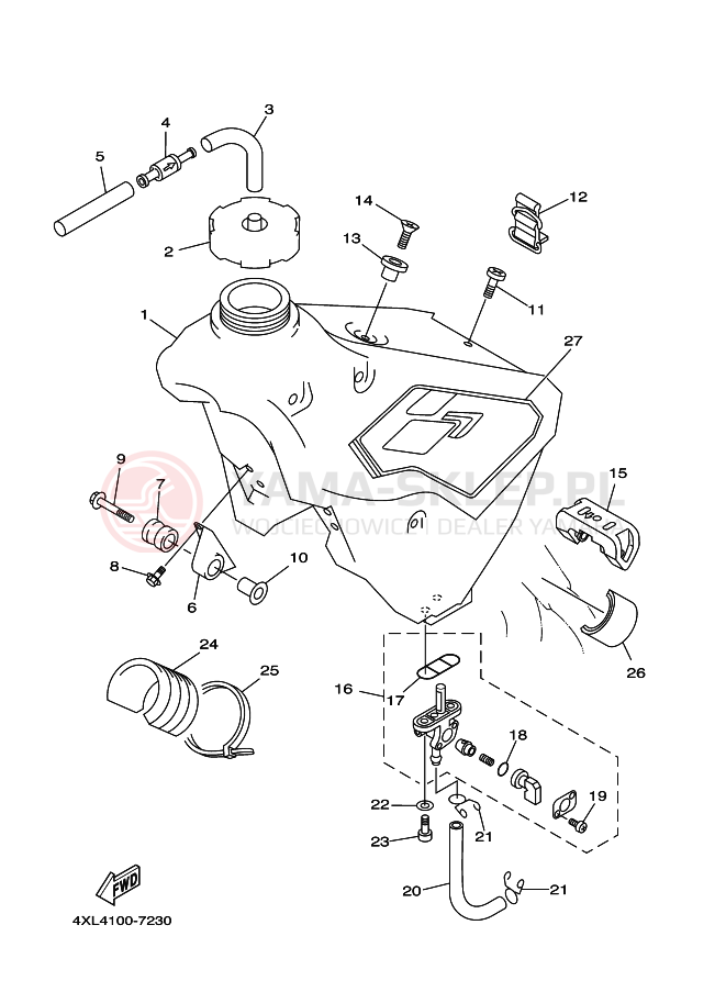 Schemat "zbiornik paliwa" do Yamaha YZ125